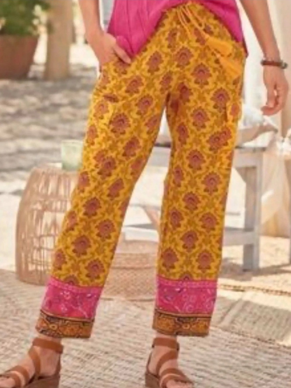 BOGO! Sundance Bangle Road Boho Printed Straight Leg Pants Size Large